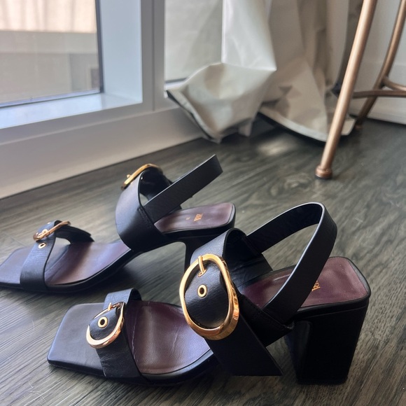 Zara Black Leather Block Heel - Picture 8 of 10